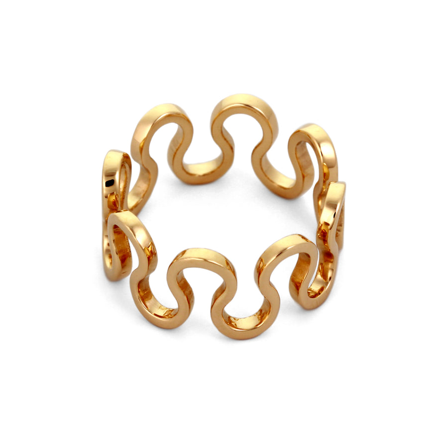 Wave Zig Zag Band Ring in 18K Gold